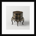 Box, lobed, loose foot, gilded landscapes on black ground by Anonymous