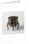 Box, lobed, loose foot, gilded landscapes on black ground by Anonymous