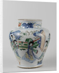 Big polychrome balusterpot with music-making ladies by Anonymous