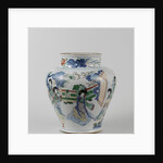 Big polychrome balusterpot with music-making ladies by Anonymous