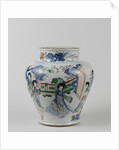 Big polychrome balusterpot with music-making ladies by Anonymous