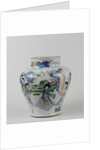 Big polychrome balusterpot with music-making ladies by Anonymous