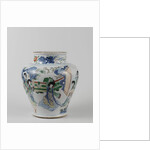 Big polychrome balusterpot with music-making ladies by Anonymous