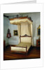 Bed of oak, with sky and loose curtains by Anonymous