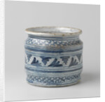 Painted blue with checkered ties with fan-shaped leaf motifs. by Anonymous