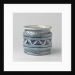 Painted blue with checkered ties with fan-shaped leaf motifs. by Anonymous