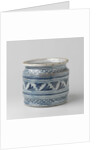 Painted blue with checkered ties with fan-shaped leaf motifs. by Anonymous