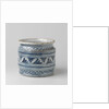 Painted blue with checkered ties with fan-shaped leaf motifs. by Anonymous