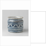 Painted blue with checkered ties with fan-shaped leaf motifs. by Anonymous
