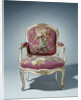 Armchair upholstered in tapestry with flower bouquets by Maurice Jacques I. Gourdin