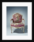 Armchair upholstered in tapestry with flower bouquets by Maurice Jacques I. Gourdin