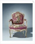 Armchair upholstered in tapestry with flower bouquets by Maurice Jacques I. Gourdin