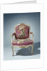 Armchair upholstered in tapestry with flower bouquets by Maurice Jacques I. Gourdin