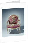 Armchair upholstered in tapestry with flower bouquets by Maurice Jacques I. Gourdin