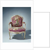Armchair upholstered in tapestry with flower bouquets by Maurice Jacques I. Gourdin