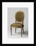 Chair of mahogany, lined with green mock-velvet by Anonymous