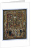 Christ and the woman taken in adultery, in a cartouche and a grotesque decor by Anonymous