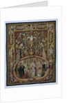 Christ and the woman taken in adultery, in a cartouche and a grotesque decor by Anonymous