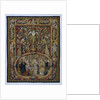 Christ and the woman taken in adultery, in a cartouche and a grotesque decor by Anonymous
