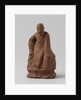 Man figure with raised right leg on rocky pedestal. Red stoneware. by Anonymous