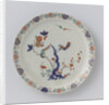 Plate, the flat painted with flowering branches and birds, Jacob van der Kool by Anonymous