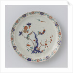 Plate, the flat painted with flowering branches and birds, Jacob van der Kool by Anonymous