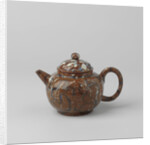 Teapot with lid, blue-white marbled. The lid features three rosettes in relief. by Anonymous