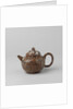 Teapot with lid, blue-white marbled. The lid features three rosettes in relief. by Anonymous