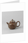 Teapot with lid, blue-white marbled. The lid features three rosettes in relief. by Anonymous