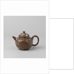 Teapot with lid, blue-white marbled. The lid features three rosettes in relief. by Anonymous