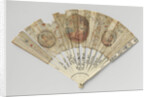 Folding fan with blade side to a medallion seated lady with fan and putti painted by Anonymous