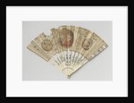 Folding fan with blade side to a medallion seated lady with fan and putti painted by Anonymous