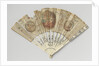 Folding fan with blade side to a medallion seated lady with fan and putti painted by Anonymous