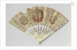 Folding fan with blade side to a medallion seated lady with fan and putti painted by Anonymous