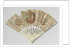Folding fan with blade side to a medallion seated lady with fan and putti painted by Anonymous