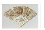 Folding fan with blade side to a medallion seated lady with fan and putti painted by Anonymous