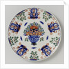 Plate with flower basket by Anonymous