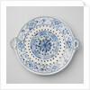 Colander with two ears, on three legs, blue painted including an eight-pointed star by Anonymous