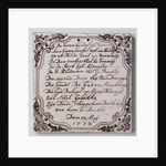 Tile with rhyme and date Den 19 Meij 1773. by Anonymous