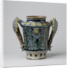 Albarello, multicolor painted with flower sprays and oval escutcheon by Anonymous