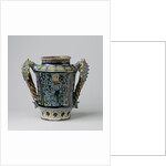 Albarello, multicolor painted with flower sprays and oval escutcheon by Anonymous
