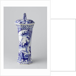 Garniture with three vases and two beaker vases by De Drie Posteleyne Astonne