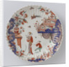 Round dish polychrome painted earthenware with Japanese decor by Anonymous