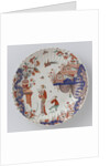 Round dish polychrome painted earthenware with Japanese decor by Anonymous