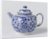 Teapot with lid of blue painted faience, on foot ring by Anonymous