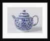 Teapot with lid of blue painted faience, on foot ring by Anonymous