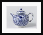 Teapot with lid of blue painted faience, on foot ring by Anonymous