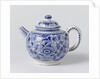 Teapot with lid of blue painted faience, on foot ring by Anonymous