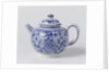 Teapot with lid of blue painted faience, on foot ring by Anonymous