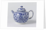 Teapot with lid of blue painted faience, on foot ring by Anonymous